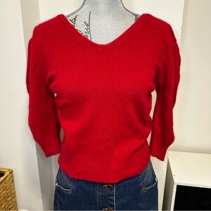 Vintage Magnolia Red Wool Blend Sweater Made in Hong Kong Size M